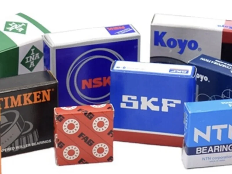 Cartons of INA, NSK, Koyo, SKF, NTN, FAG and Timken bearings together