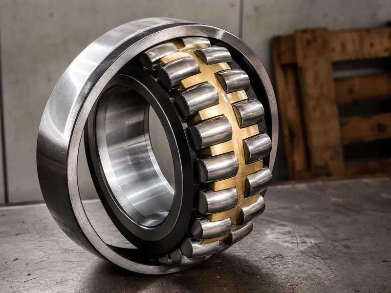 A large brass cage spherical roller bearing on a pallet